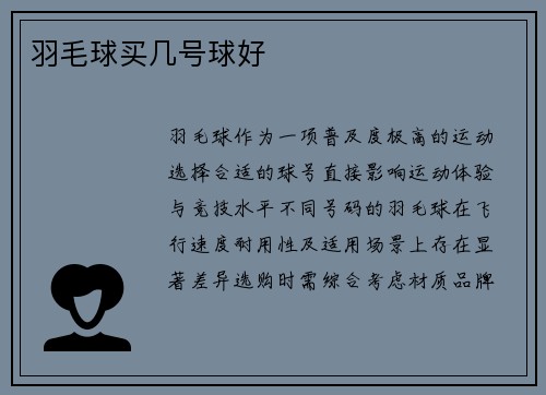 羽毛球买几号球好