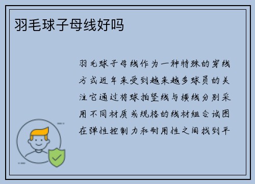 羽毛球子母线好吗